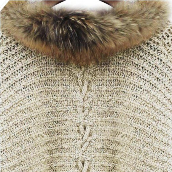 Women Loose Fur Collar Sweater Batwing Sleeve Knit - Picture 6 of 6